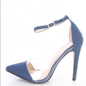 DENIM/CLEAR HEELS